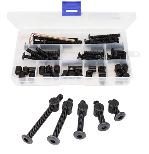 binifiMux 50pcs Crib Hardware Screws, M6 x 20mm/ 30mm/ 40mm/ 50mm/ 60mm Black