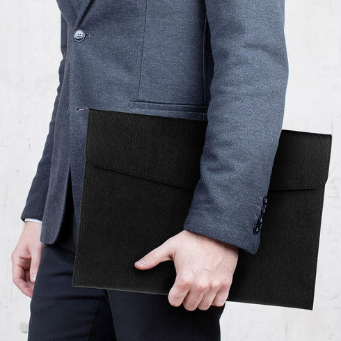 Document File Folder, 1Pcs PU Leather A4 Envelope Folder Expanding Organizer Waterproof Portfolio Black Storage Case
