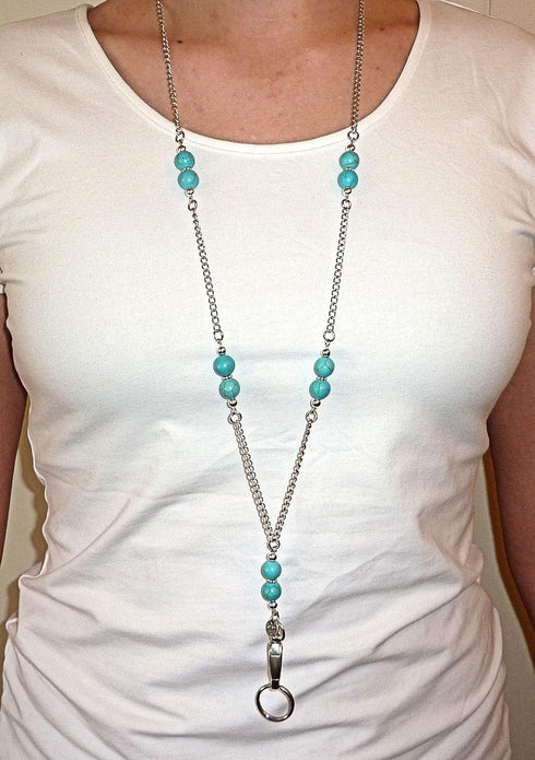 Women's Strong Stainless Steel Chain Lanyard, 34" Made in USA for ID Badge Card Holder, Teacher Nurse Keys