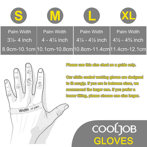 COOLJOB Safety Work Gloves for Men Women, 10/20 Pairs Non-slip Nitrile Rubber Coated, Blue Gray, Medium