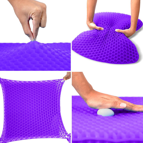 Tailbone EcoNour Gel Seat Cushion for Long Sitting (Large & Thick) - Pressure Relief Honeycomb Support for Back