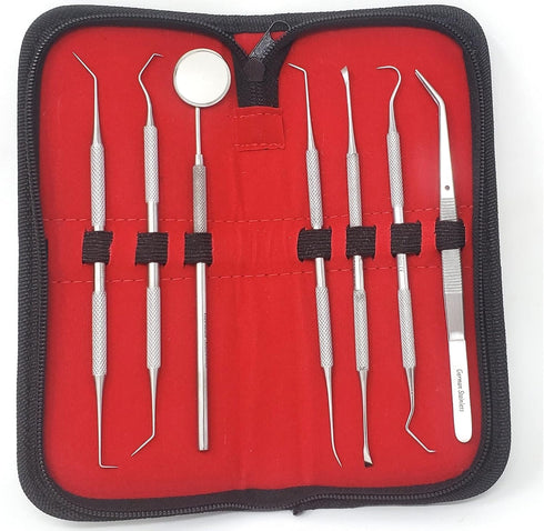 A2Z-Dental Set, (Set 7Pcs) Tools Dental Pick Oral Care Kit, Stainless Steel Dental Hygiene Kit Tooth Scraper Tartar