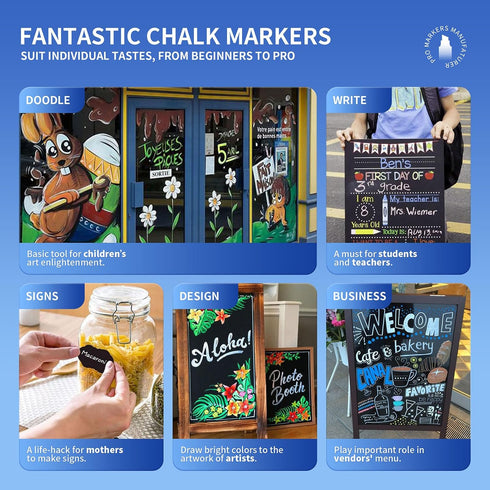 Orange Chalk Markers 2 Pack - Liquid Dry Erase Markers for Chalkboard, Window, Glass, Mirror, Blackboard