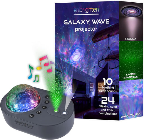 (65277) Enbrighten Galaxy Star Projector Multi-Color Aurora Nebula Space Lamp with Sleep Sounds and White Noise USB