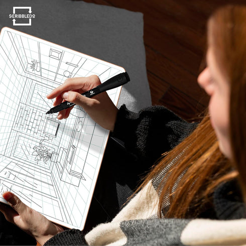 SCRIBBLEDO 11”x14” 1 Point Perspective Grid Dry Erase Board, Double-Sided Graphing Charts for Home School