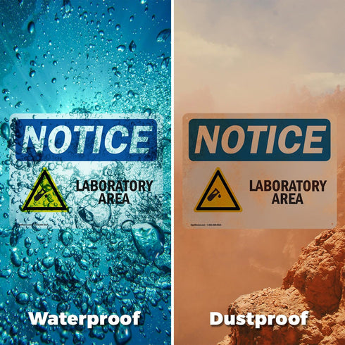 (2 Pack) Laboratory Area Sign with Symbol - OSHA Notice Sign 7 Inch X 5 Inch Vinyl Label Decal Sticker