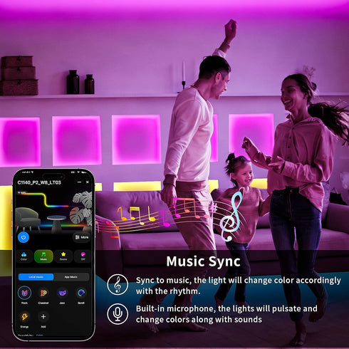 50FT, KSIPZE LED Strip Lights RGB LED Lights for Bedroom, Smart APP Control LED Lights, Music Sync, DIY Multiple