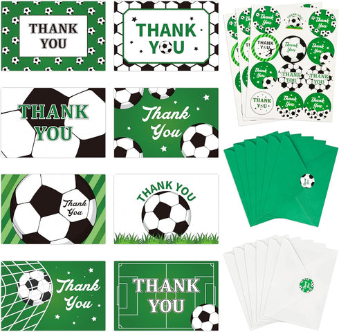 H1vojoxo 96PCS Soccer Thank You Cards with Envelopes and Stickers Thank You