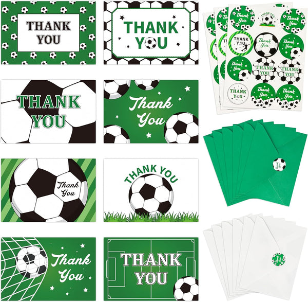 H1vojoxo 96PCS Soccer Thank You Cards with Envelopes and Stickers Thank You