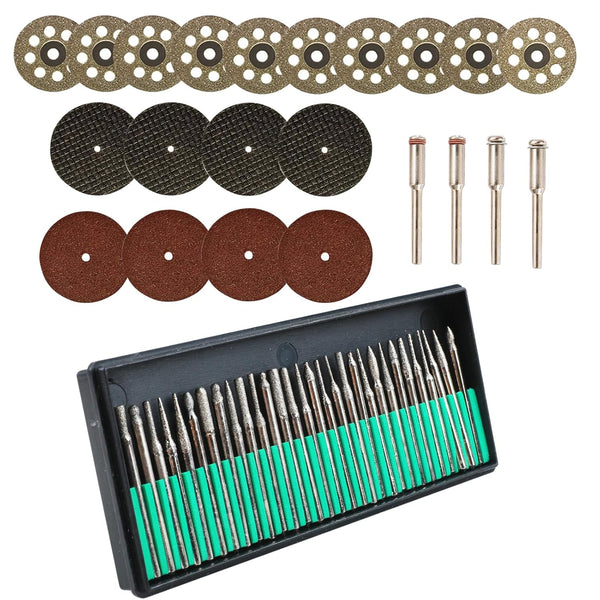 50PCS Stone Carving Set with Polishing Diamond Burrs for Dremel, Rotary Tools Accessories for Grinding, Cutting,