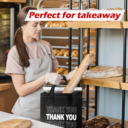 Aliceset 80 9.5 9.5 6 Inch Pcs Thank You Insulated Bags for Food Delivery Bulk x x Thermal Insulation Bag for Cold