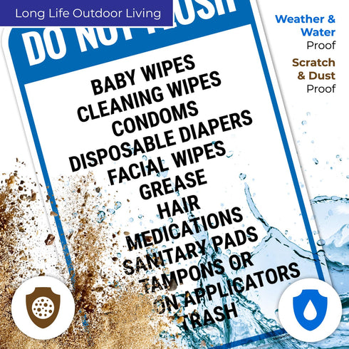 12x18 Inches, 55 Do Not Flush Baby Wipes Cleaning Wipes Condoms Disposable Diapers Facial Wipes Grease Hair Sign, mil