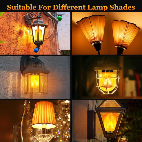 Y-STOP Upgraded LED Flame Light Bulbs, 4 Modes Flickering Light Bulb, E26 Base for Halloween, Christmas, 2 Pack