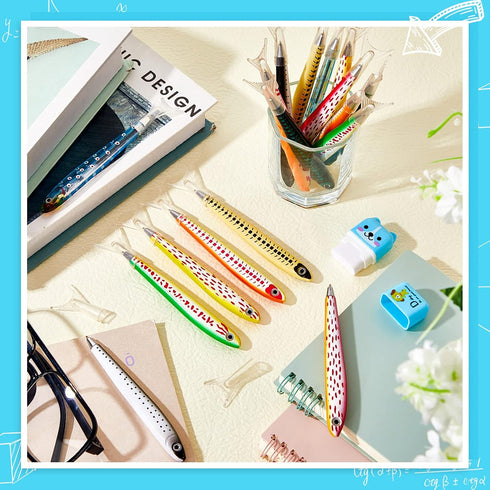 Outus Kawaii Novelty Fishing Pen Ballpoint Ink Pens, 0.7 mm Realistic Fish Decoration for Party Favors (50 Pieces)