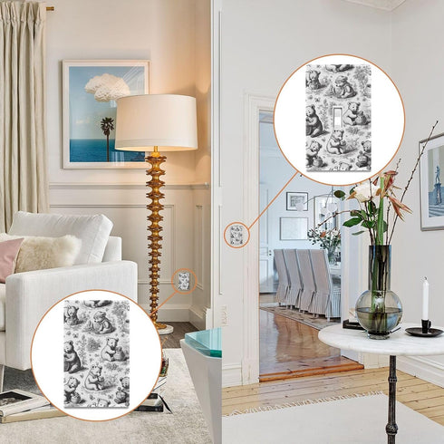 WELLDAY 1-Gang 4.50" 2.76", Toggle Light Switch Wall Plates, Bears Eating Honey Toggle Switch Wall Plate Cover