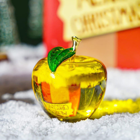 H&D Glaze Crystal Apple Paperweight Craft Decoration, Yellow