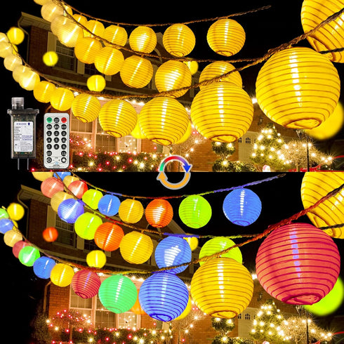 StarryEver Outdoor String Lights Plug in, 40ft 40LED Connectable WarmWhite & Multicolor