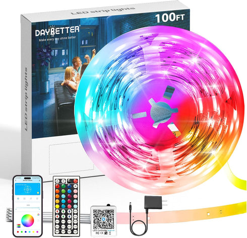 DAYBETTER Led Lights for Bedroom 100 ft, Led Strip Lights, Led Light