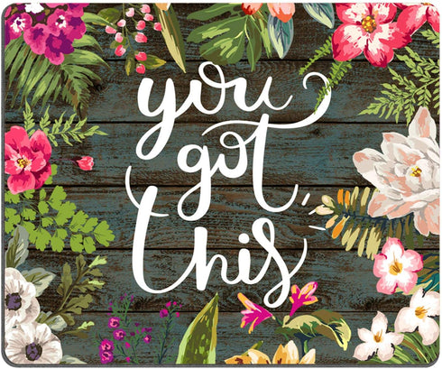 Pingpi Floral Mouse Pad - Motivational Quote "You Got This" Neoprene Inspirational Mousepad for Home Office Decor