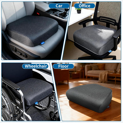 Tailbone Seat Cushion for Pain Relief, Extra Thick & Ventilated Office Chair Cushion with Non-Slip Cover, Memory Foam