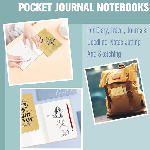 JOYO 24 Pack Kraft Unlined Notebook Journal, Pocket Notebook with 6 Designs (80 pages, 4” x 5.7”)