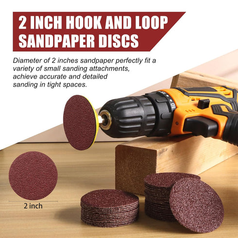 120 Pcs 2 Inch Sandpaper 240 Grit, Hook and Loop Sanding Disc for Sanders Drill Grinder Rotary Tools