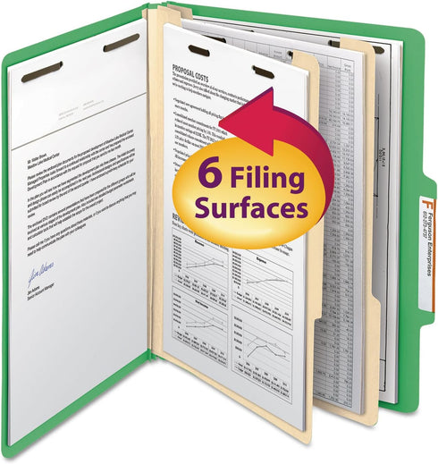 Smead Classification File Folder, 2 Dividers, 2" Expansion, Green, Letter Size, 10 per Box (14002)