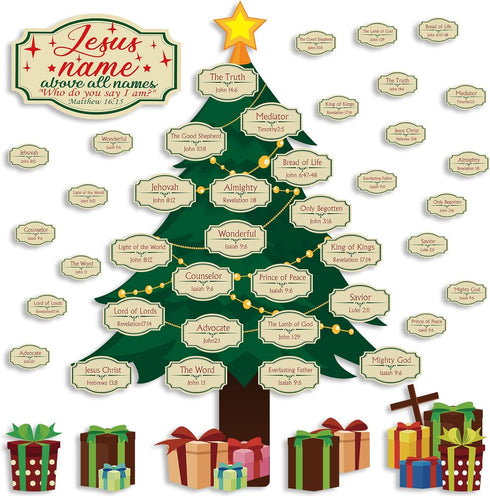 Geyee 31 Pcs Christian Bulletin Board Sets | Names of Jesus Christmas Bulletin Board Decor