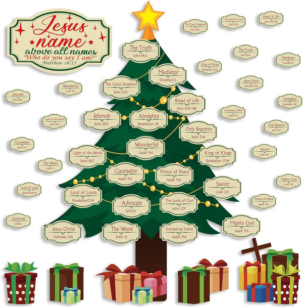 Geyee 31 Pcs Christian Bulletin Board Sets | Names of Jesus Christmas Bulletin Board Decor