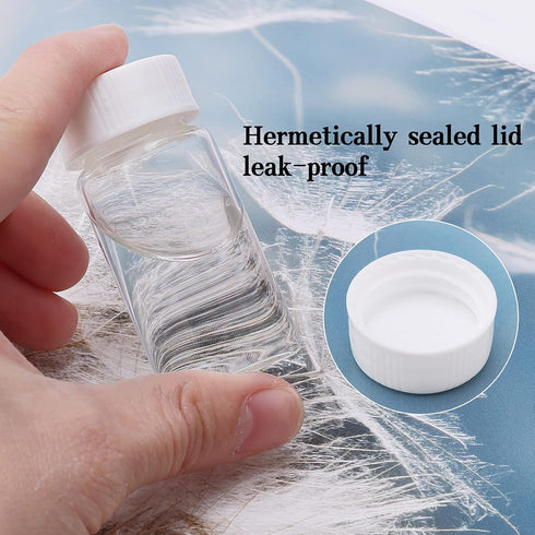 JIUWU 20ml Clear Glass Sample Vials with Screw Caps, Leak-Proof, Pack of 36