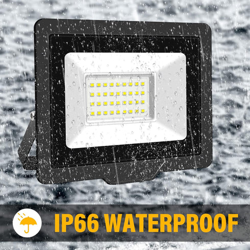AUXTINGS 30W LED Flood Lights Outdoor Security Lights, 3000LM Warm White Spot Light for Yard, IP66 Waterproof