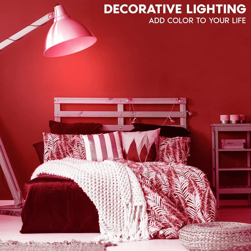 LUXRITE A19 Edison LED Red Light Bulb, 4.5W (60W Equivalent), Colored Glass Filament, UL Listed, E26 Standard Base, Indoor Outdoor, Porch, Decoration, Party, Holiday, Event, Home Lighting by LUXRITE