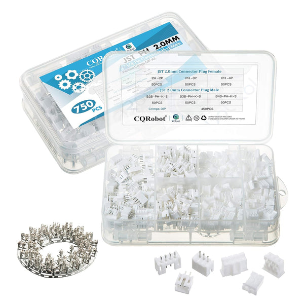 JST PH 2.0 mm Pitch 2-Pin/3-Pin/4-Pin JST Wiring Connecting IC Male Plugs, Female Sockets Housing, 150 Sets/750 Pieces