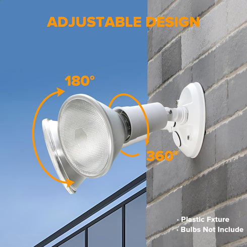 2 Pack 300 Par38 LUTEC Adjustable Twin Par Holder Outdoor Flood Lights, Switch Controlled Security Lights, Floodlights