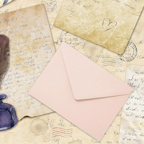 Whaline 50Pcs Blush Pink A7 Invitation Envelopes Set for Greeting Cards, V-Flap Gift Card Sleeves, 7.2x5.2 Inch