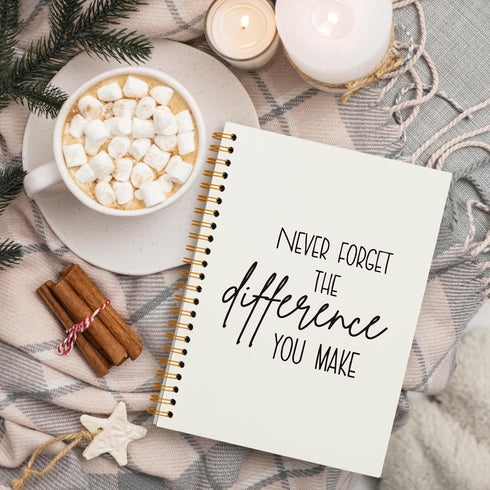 Never Forget The Difference You Make Notebook, Inspirational Journal for Work, 5.5x8.3 (beige)