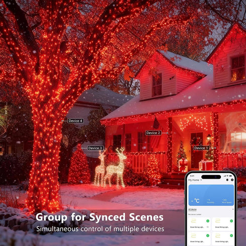 66FT 200 Dimmable Brizled Smart Red Valentines Lights, LED Color Changing Christmas String Lights App & Voice Control