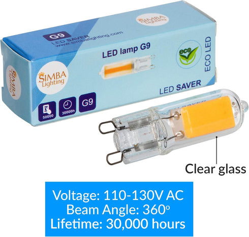 G9 Bulb (10 Pack) 2W T4 20W 25W 120V Non-Dimmable, 2700K Simba Lighting LED COB Light to Halogen Replacement