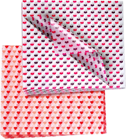 ASTARON 100pcs Valentine's Day Wax Sheets for Food Wrapping, Candy & Cookie Wrapping Paper, Basket Liner