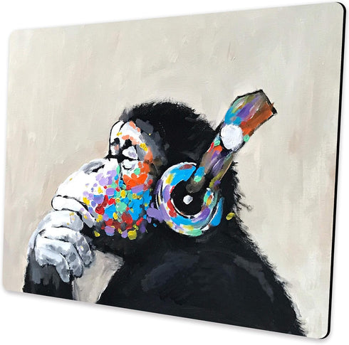 Mouse Pad with Design, Gorilla Oil Painting Graffiti, Funny Non-Slip Computer Mousepad for Home Office