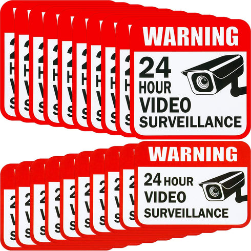 Tatuo 20 Pieces Video Surveillance Sticker Sign Decal 2 Size for Home