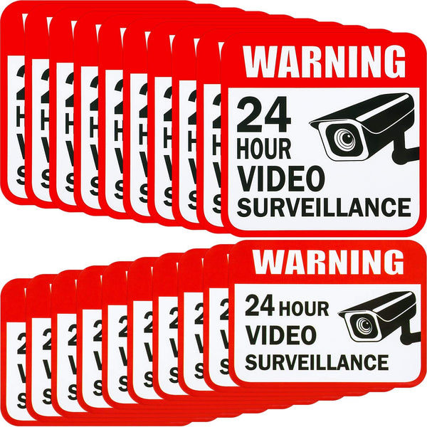 Tatuo 20 Pieces Video Surveillance Sticker Sign Decal 2 Size for Home