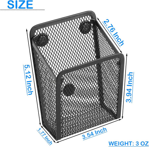 Magnetic Pencil Holder, Mesh Stainless Steel Pen Basket, Metal Storage Organizer for Writing Utensils, Home, Office,