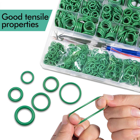 595 Pcs Metric and SAE Air Conditioning O-Ring Kit for Automotive A/C and Plumbing Seal Repairs
