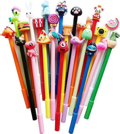 sencoo Cute Cartoon Black Gel Ink Pens, Kawaii Birthday Present for Students, 100 Pens + 100 Refill + 1 Notebook