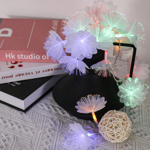Lights,20LED Lights,14 Colorful Flower Fibre Optic Fairy Starburst Firework String FT Waterproof Fairy Lights Battery