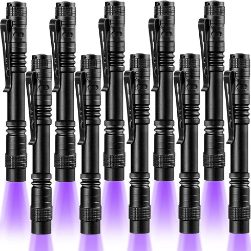 Beieverluck 10 Pack UV Black Light Flashlight Mini 395nm Pen Light with Clip