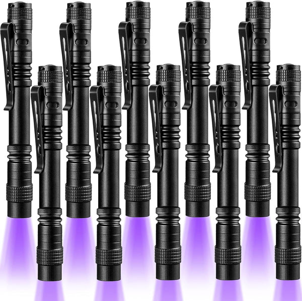 Beieverluck 10 Pack UV Black Light Flashlight Mini 395nm Pen Light with Clip