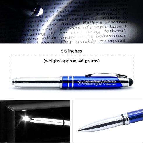 Medical Gift Pen with Inspirational Quote, "Cure Sometimes, Treat Often, Comfort Always" - Engraved Pen with Light &