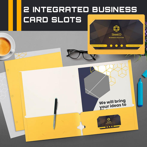 Better Office Products Two Pocket Portfolio Folders, 50-Pack, Yellow, Letter Size